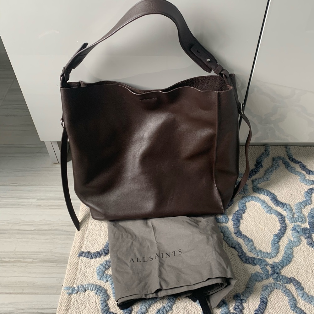 AllSaints Voltaire Tote Bag in Dark Brown